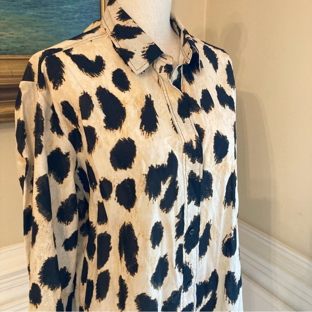 H&M Cotton Leopard Animal Print Shirt Dress - Picture 4 of 10